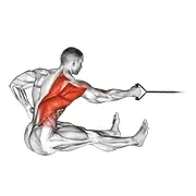 band one arm twisting seated row demonstration